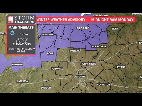 Winter Weather Advisory for north Georgia to go into effect Monday, possible snow